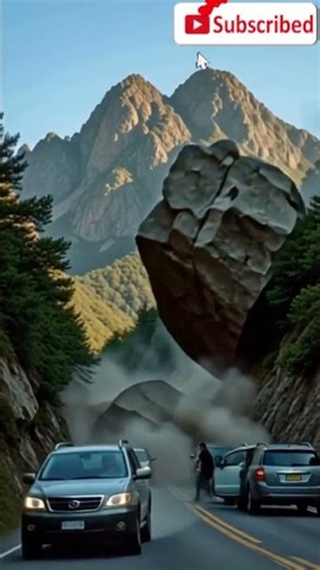 Rockfall Disaster on Mountain Road 🚗💥