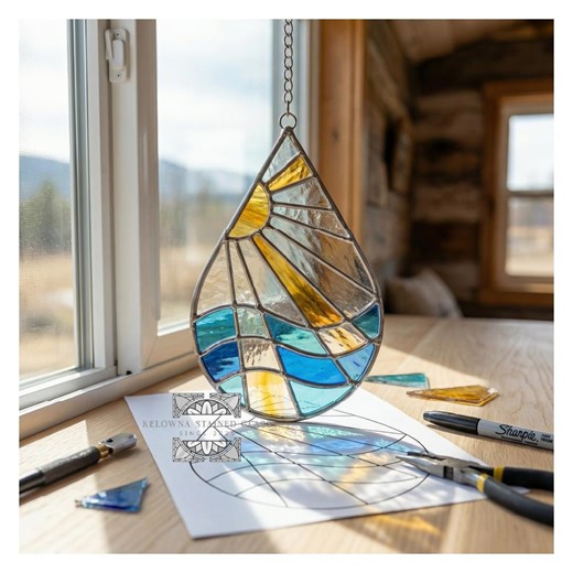 Sun and Ocean Drop Stained Glass Pattern - Etsy