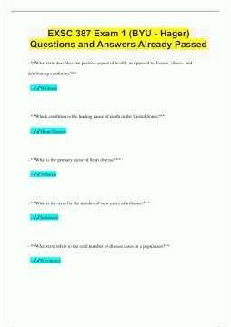 EXSC 387 Exam 1 BYU Hager Questions and Answers Already Passed3484