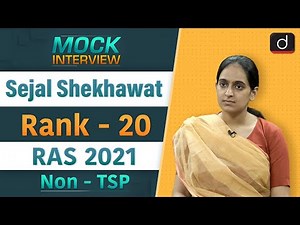 RAS Topper Sejal Shekhawat | Mock Interview I Drishti IAS English