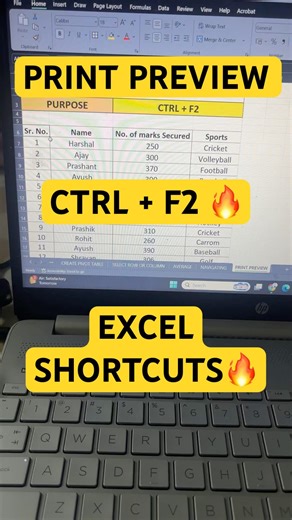 Excel Shortcuts | Print Preview #shorts#youtube#excel#microsoft