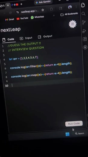 filter vs map Output 🤯 Interview Question #shorts