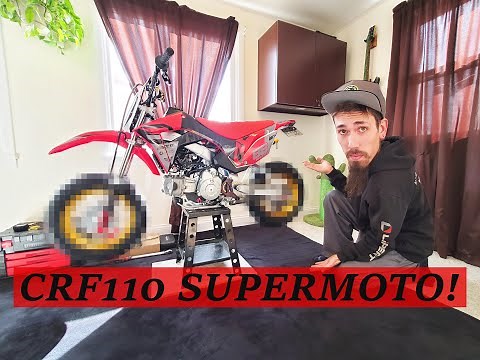 CRF110 STREET LEGAL SUPERMOTO CONVERSION! 110 Pit bike Build, Gatorrimz Wheel Install.