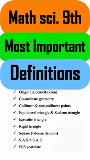 9th class Math most important Definitions 2025 || Math 9th guess paper 2025 ‪@learnology07‬ #math
