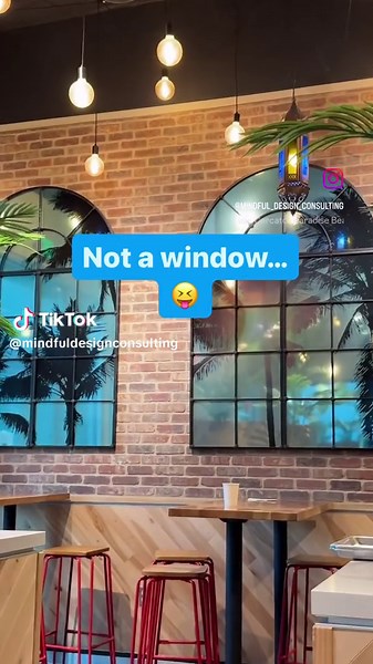 Design tip!!! 🙌🧡❤️🩵 Transform your cafe or a restaurant wall with a simple yet stunning interior design hack: adding a translucent image to a mirror to create the illusion of a window. 🪞✨ This technique not only enhances the aesthetic appeal but also opens up your dining room, making it feel brighter and more spacious. Choose images of scenic landscapes, city views, or lush greenery to bring the outdoors in and add a touch of tranquility to your interior. 🌿🌆 The reflective quality of the m