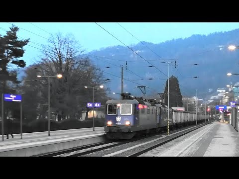 Bregenz: UTL mit Re421 und ca. 40 Waggon Zuckerrüben➡️Schweiz, EC Zürich🔄️München mit SBB Astoro