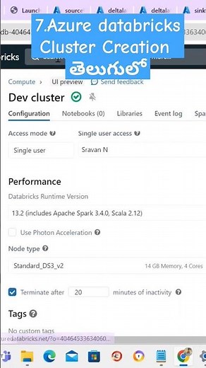 7.Azure Databricks Cluster Creation #azuredataengineer #azuredatabricks #shortvideo #youtubeshorts