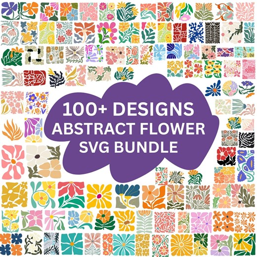 Abstract Floral SVG Bundle: Retro Spring Flower Graphics (digital Download - Etsy