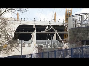 Storm Eunice: London's O2 Arena roof shredded by the wind | AFP