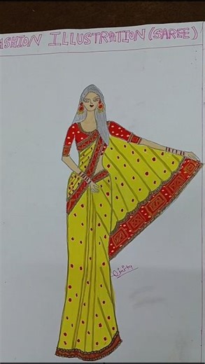 Fashion Illustration || Simple Saree With Blouse