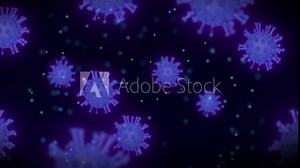 Evil cells of coronavirus bacterium, characters emoji of covid 19 virus. SARS, MERS animation illustration particles floating.