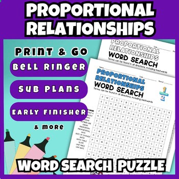 Engaging Proportional Relationships Word Search Worksheet Middle School Math Fun
