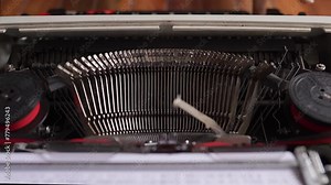 Mechanical view of how a typewriter works when typing