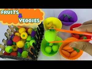 Fun Color Sorting with Fruits & Veggies! | Toddler Educational Video