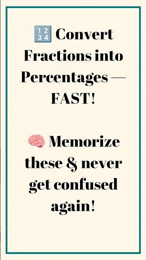 Values of top 25 Fractions in percentage you must know #percentagetofraction #quickmath #shorts