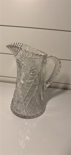 Antique Vintage Hand Cut Crystal Glass Pitcher - Etsy
