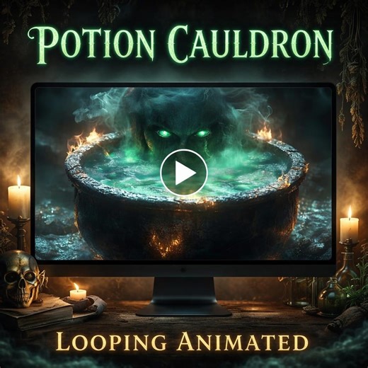 Haunted Witch Cauldron Loop | Spooky Halloween Background, Dark Gothic Aesthetic | Animated Witch Video for Streams & Overlays - Etsy