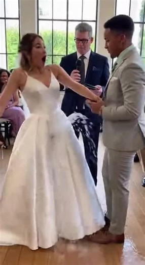 Bride's Dress Creates Unforgettable Wedding Moment
