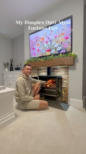 ‘I wouldnt put the logs next to the fire 😅’ I promise you its perfectly safe 😅🥰 Gifted by @dimplexfires #mediawall #logburnerfire #logburnerstyling #livingroominspiration #moderncountryinteriors | Pauls and Lees Home