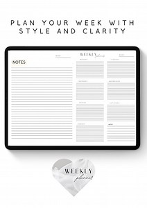 Agenda hebdomadaire digital et imprimable, non daté, programme hebdomadaire, liste de tâches, aperçu de la semaine, esthétique minimaliste - Etsy France