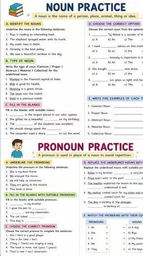 noun and pronoun worksheet so solve it and answers I will upload in my post 🤌🏻☺️ do hardwork