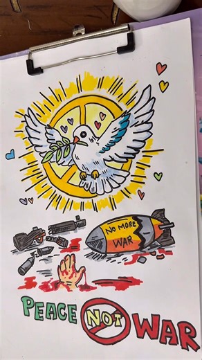 ✏️ Turning War Into Peace 🕊️ Easy Drawing & Coloring! #PeaceNotWar #Shorts