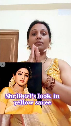 ShriDevi ROCKS in Yellow Saree 😍#makeuplook#ytshorts #trending #stylonitymakeuptutorial