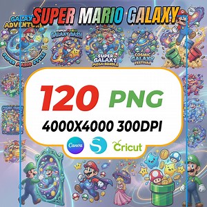 100  Super Mario Galaxy PNG | Mario Clipart | Gamer T-shirt Design Bundle | Instant Download - Etsy