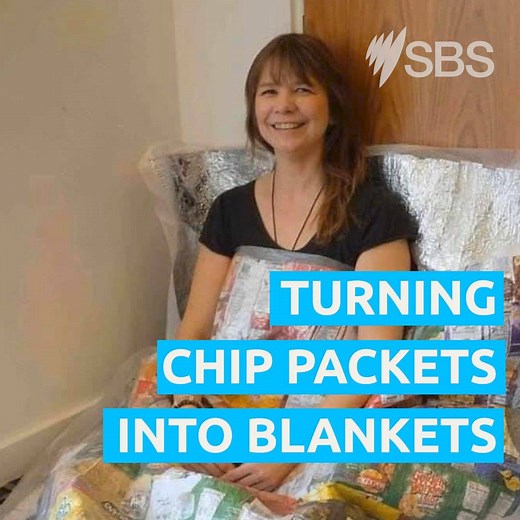 Here’s how the humble chip packet can be turned into life-saving blankets and bags. | SBS Australia