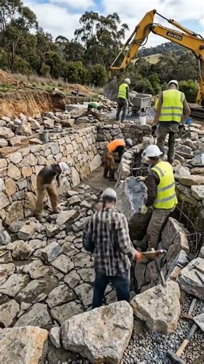 “Building a Natural Stone Swimming Pool! 🪨🏊 (So Satisfying!)”