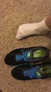 Taking off my Nike Dual Fusion Lite shoes sneakers hot sweaty smelly stinky white socks feet
