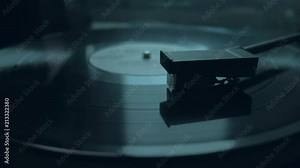 Old vintage playing a track with vinyl moves back and forth. 4k Uhd. Close-up. Cinematic footage. Timelapse.