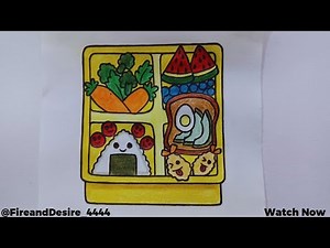 How to draw bento box with food | Lunch box drawing for kids