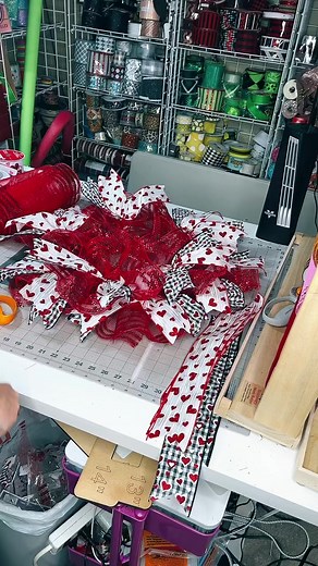 Making a Thin Valentine Wreath using 10” mesh, two types of 2.5” ribbon, and a sign and wreath frame from Dollar Tree. #wreath #wreaths #valentinesday #valentinesdaydecorations #valentinesdaydecorationideas #valentinesdaydecoratingideas #valentinesdaydecoration #valentinesdaywreath #valentinedecor #wreathmaking #sweetariadecor | Sweet Aria Decor "The Tomato Cage Tree Lady"