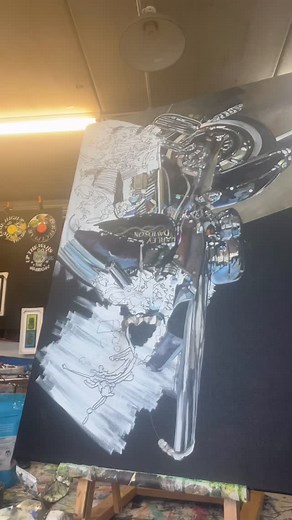 #art #amberadams #oilpainting #artist #love #Harley #harleydavidson #motorcycle #ride #bikes #bikeart #rainytuesday #nearlywednesday #nearlythursday | Amber Adams