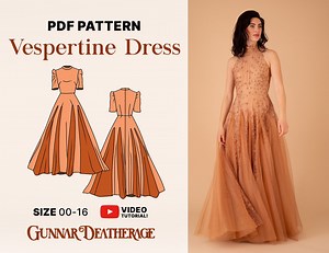 Formal Long Fashion Gown | INSTANT DOWNLOAD | PDF Sewing Pattern | Beginner Sewing | Prom Dress | Wedding Gown | Mother of the Bride Dress - Etsy