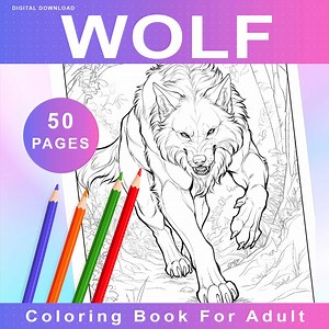 Printable Wolf Adult Coloring Book | 50 Wildlife Designs | Relaxing Forest PDF Art - Etsy