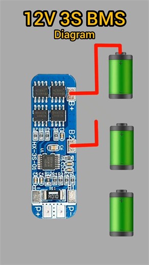 12V 3S BMS Wiring Diagram | Lithium Battery Protection Board Connection