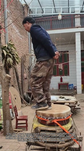 Traditional Drum Making: Tightening the Drum Skin by Hand