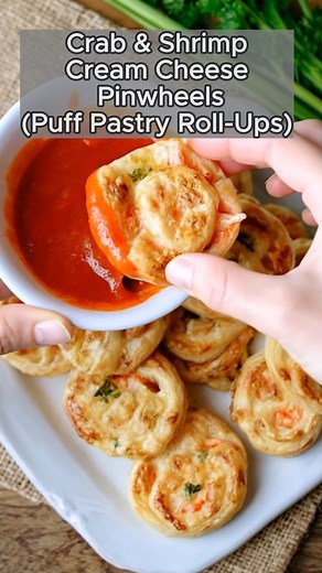 16K views · 82 reactions | Crab & Shrimp Cream Cheese Pinwheels (Puff...