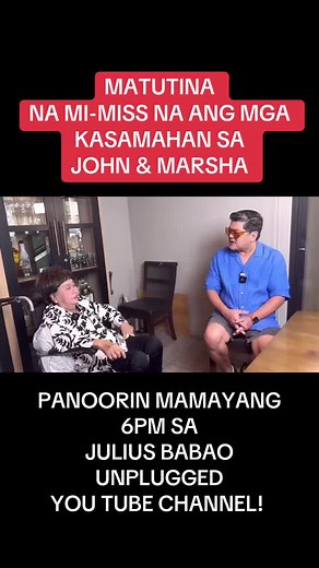 Komedyanteng si MATUTINA na mi-miss na ang mga dating kasamahan sa John & Marsha! Panoorin mamayang 6PM sa #juliusbabaounplugged You Tube Channel! #fyp #johnandmarsha #dolphy #matutina