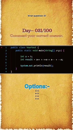 Java unary operator question || Coding challenge || Day - 031/100