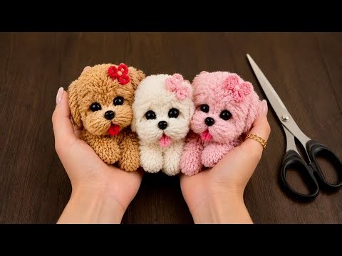 🐾I made these cute little dogs with yarn, no tools.🐶😍