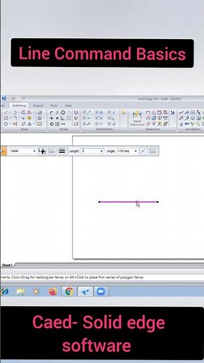 Line Command Basics - Solid edge software #caed #solidedge #vtu #viralshorts