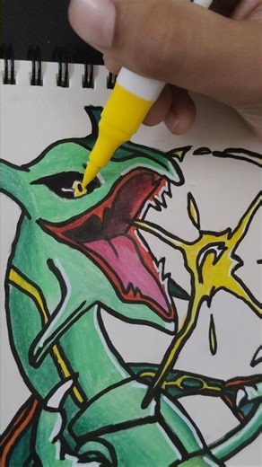 Drawing Rayquaza From The Pokémon Series!🐉🐲#art #trending #drawing #pokemon #shorts