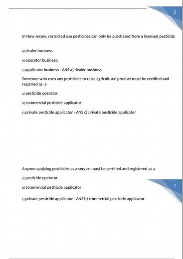 NJ CORE PESTICIDE APPLICATOR TEST QUESTIONS AND ANSWERS GRADED A+ #exam