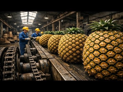 Inside a rudimentary factory that has been producing fresh pineapples since 1986.