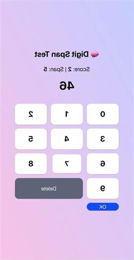 Digit Span Test Mirror #brain #challenge #pazzle #numbers #gaming