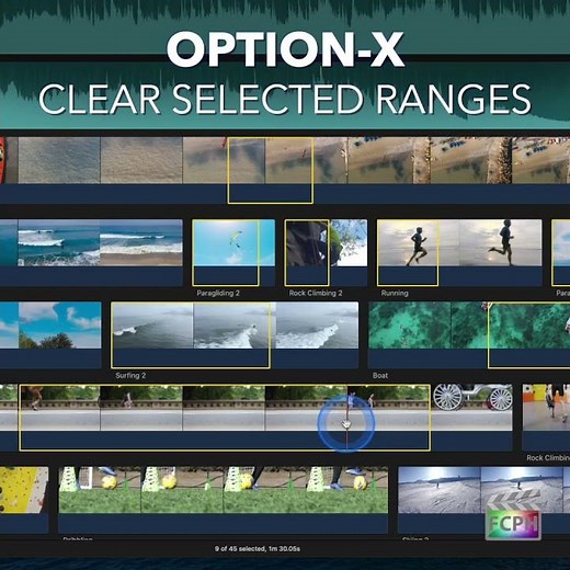 Final Cut Pro Shortcut | Option-X | Clear Selected Ranges