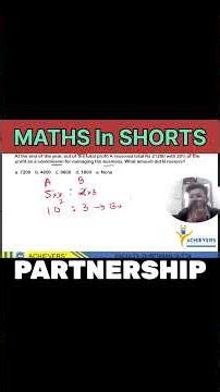 SOLVE USING RATIO I PARTNERSHIP BUSINESS I DHRITIMAN SIR #quantshorts #partnership #mathshortcuts